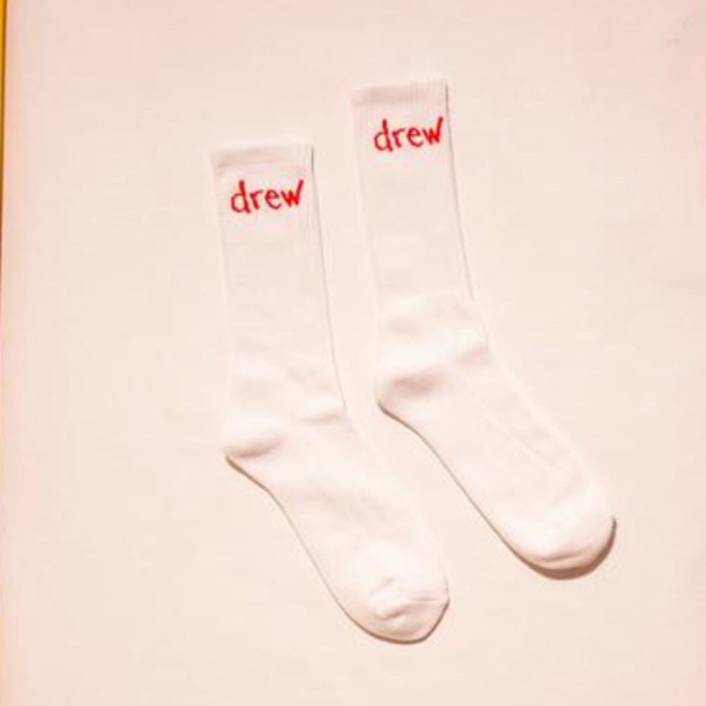 drew scribble socks - white